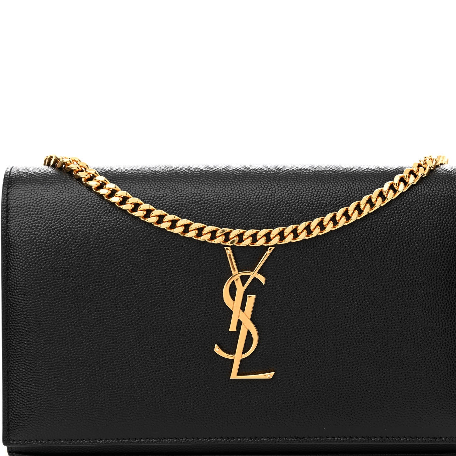 Saint Laurent Grain De Poudre Monogram Chain Wallet Black 8 of 12