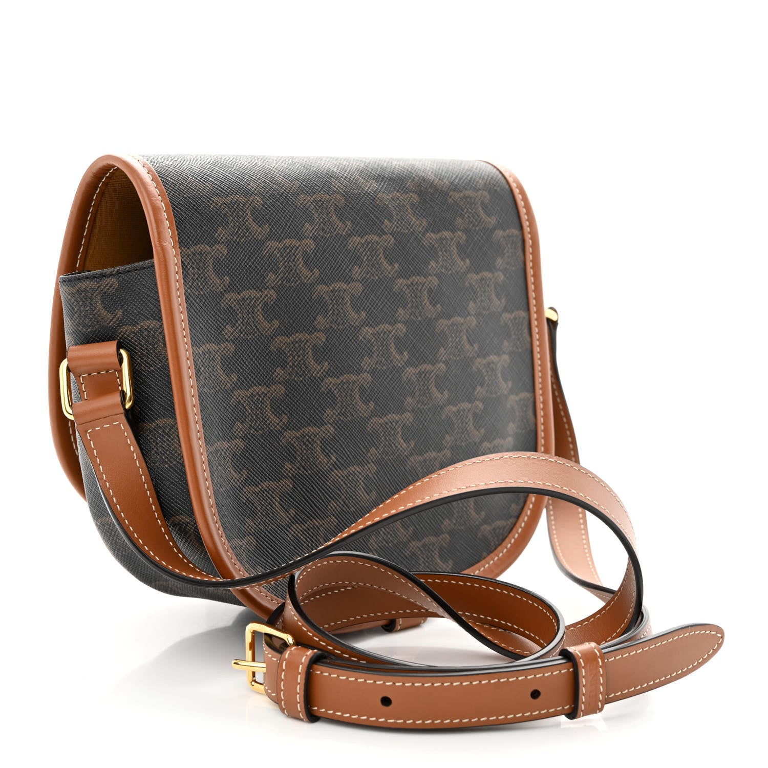 Celine Triomphe Canvas Medium Folco Bag Tan 3 of 10