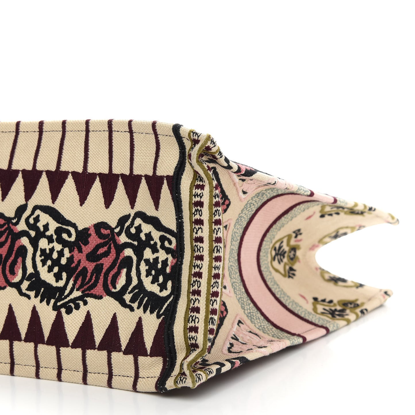 Canvas Embroidered Geometric Book Tote Multicolor
