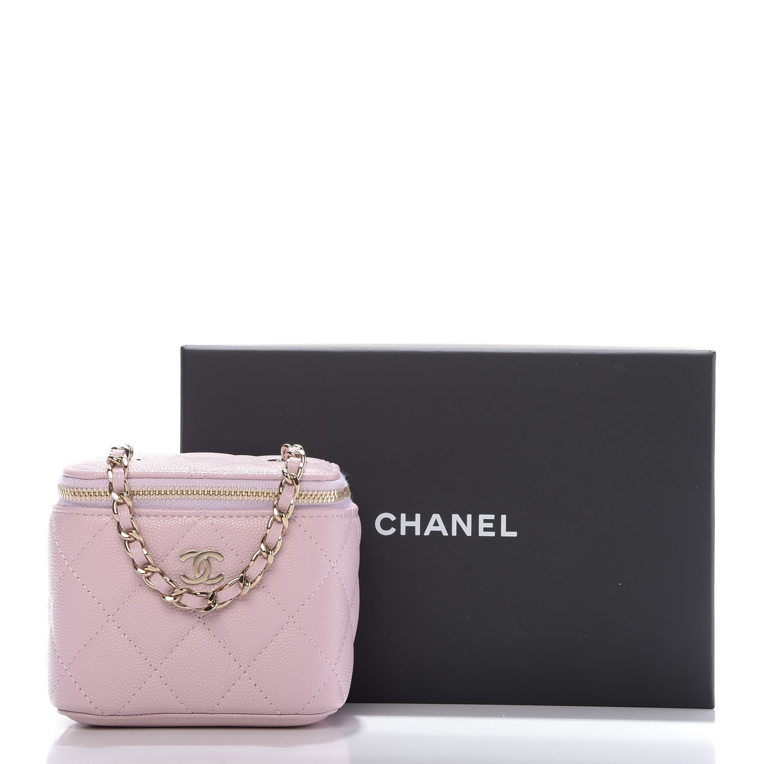 Chanel Caviar Quilted Mini Vanity Case With Chain Light Pink 10 of 10