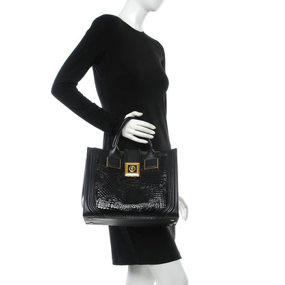 Versace Patent Calfskin Barocco Quilted Day Bag Black 3 of 8
