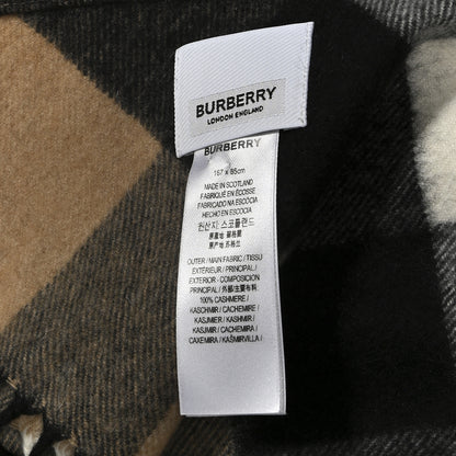 Burberry Cashmere Wool Giant Check Embroidered Cape Scarf Camel 3 of 3