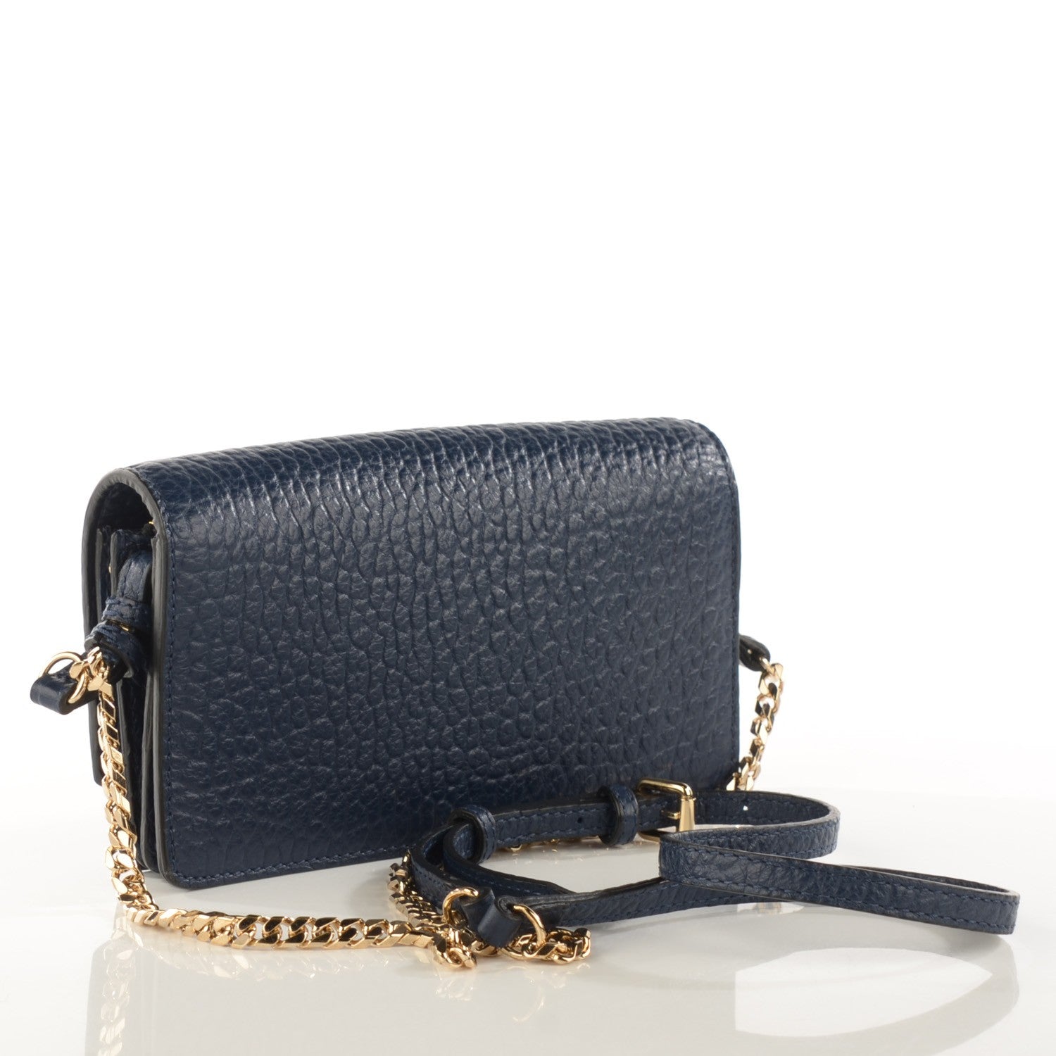 Burberry Signature Grain Clutch With Chain Blue Carbon 3 of 8