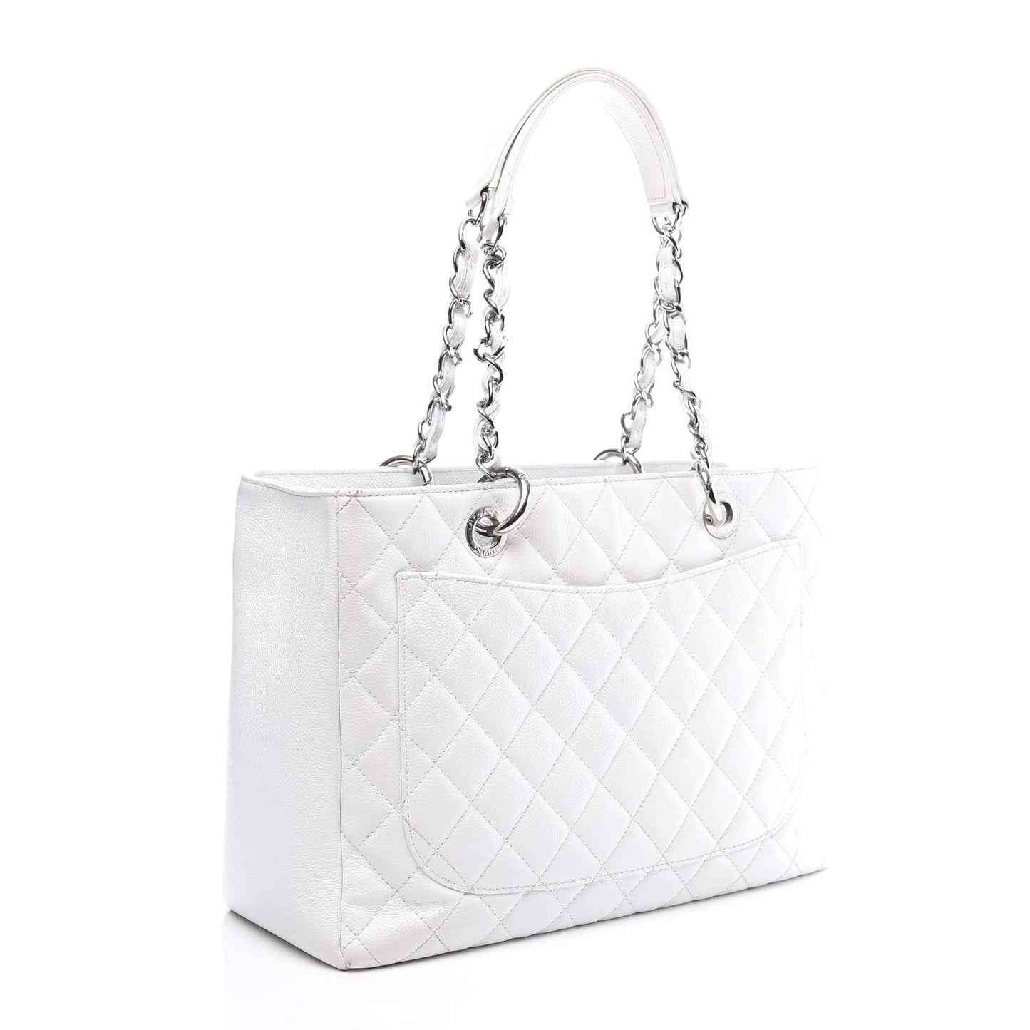 Caviar Quilted Grand Shopping Tote GST White