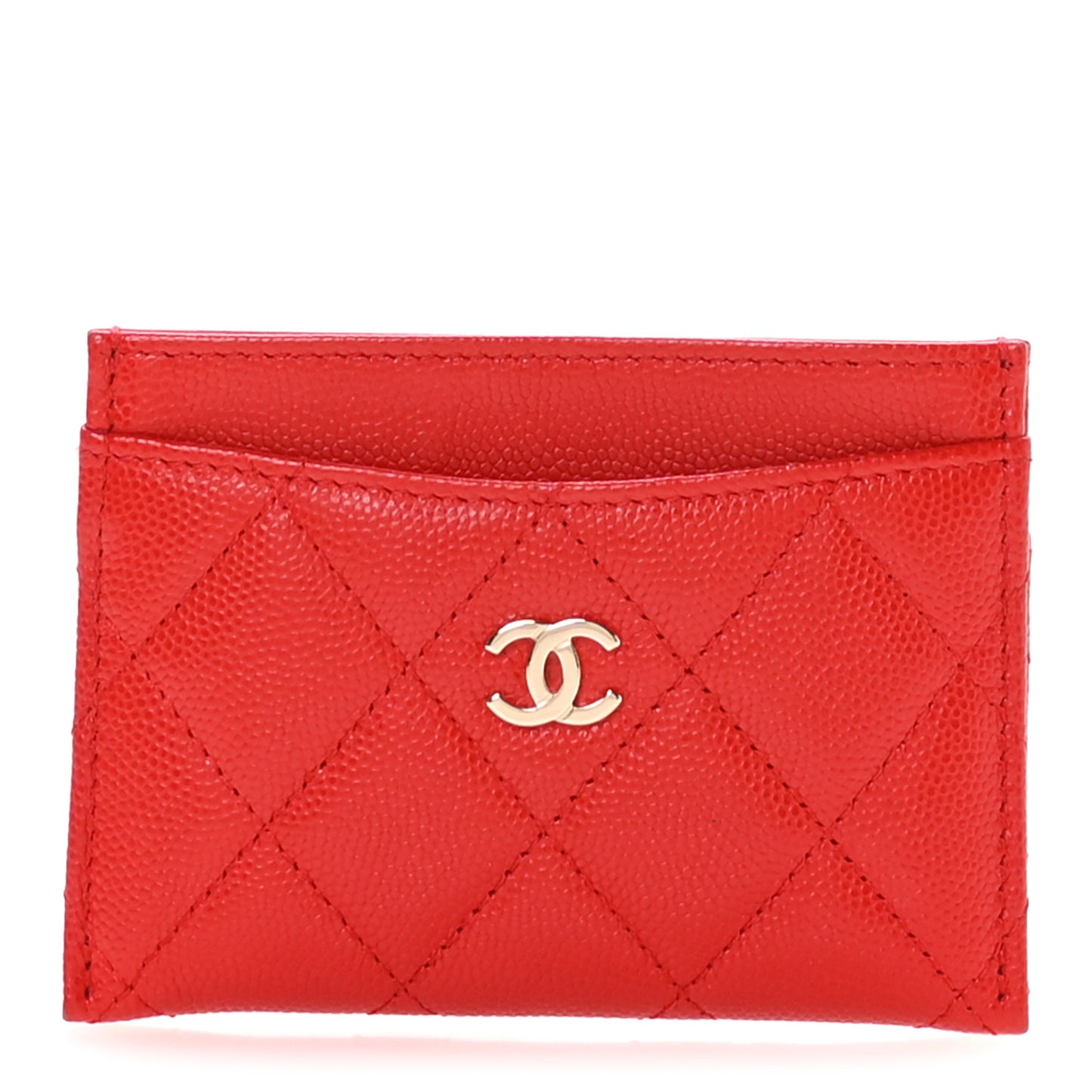Caviar Quilted Card Holder Red