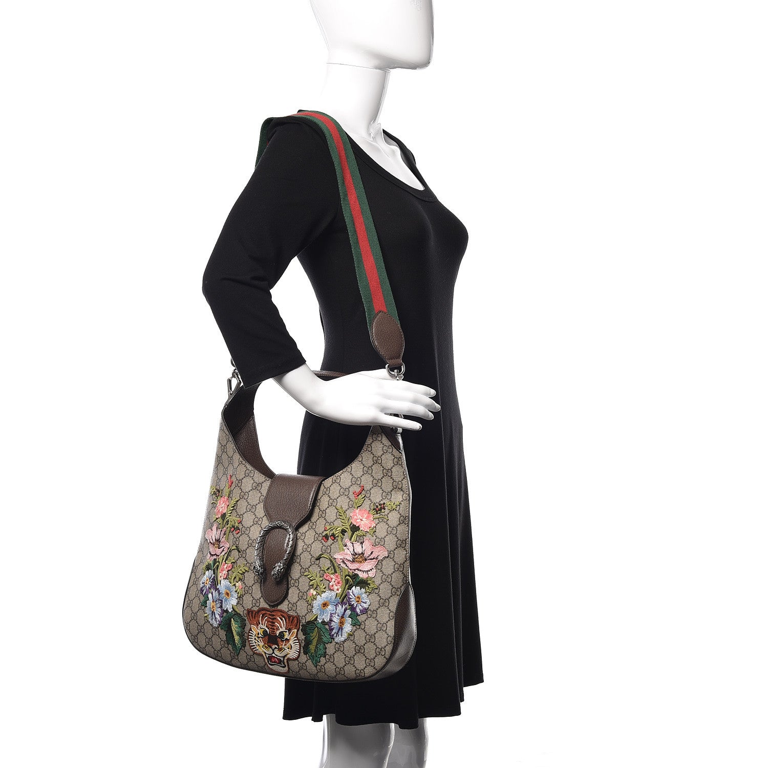 Gucci GG Supreme Monogram Web Embroidered Medium Dionysus Hobo Beige New Acero Multicolor 2 of 9