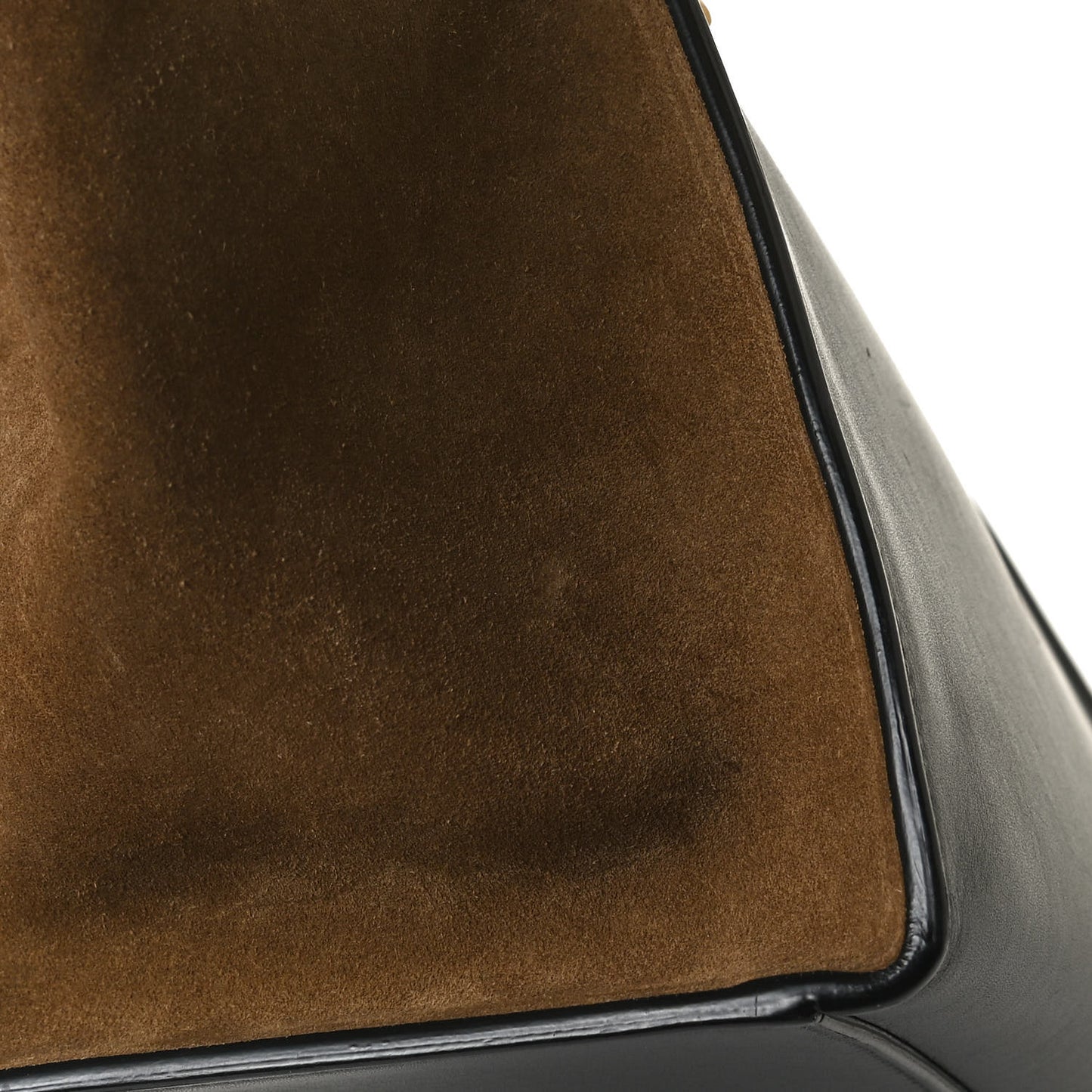 Smooth Calfskin Suede Medium Tri-Color Trapeze Cream Black Brown