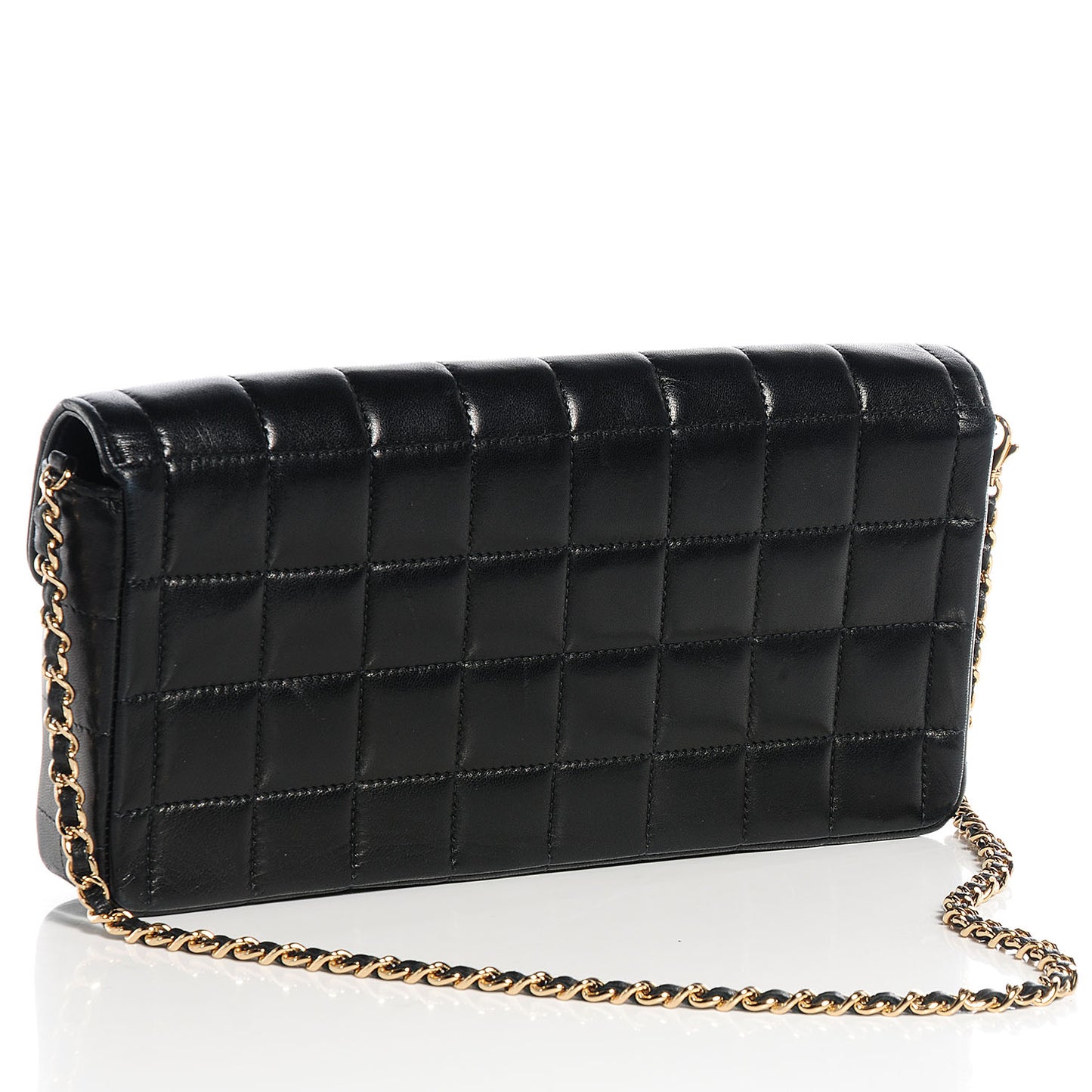 Lambskin East West Chocolate Bar Flap Black