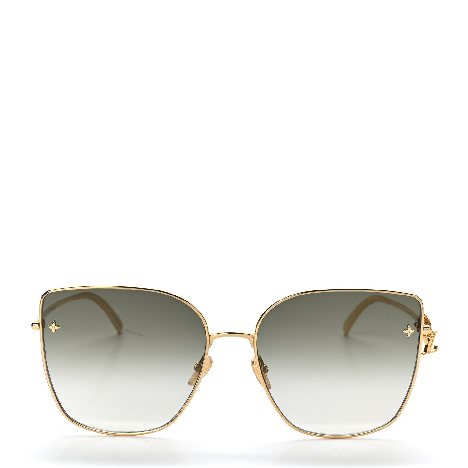 Louis Vuitton Metal LV Charm Cat Eye Sunglasses Z1720U Gold 2 of 8