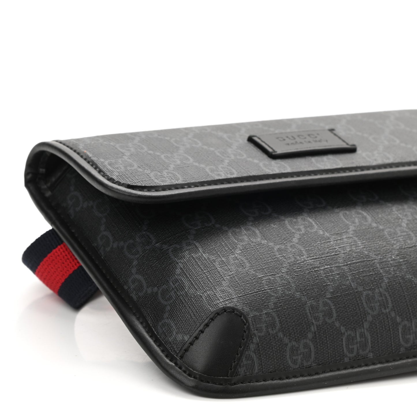 GG Supreme Monogram Web Slim Belt Bag Black Grey