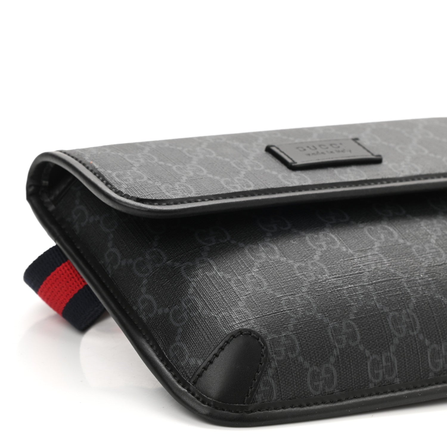 Gucci GG Supreme Monogram Web Slim Belt Bag Black Grey 9 of 10