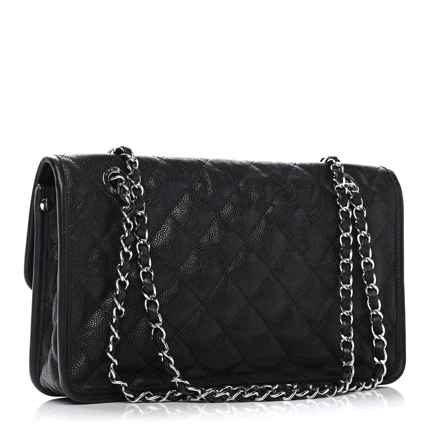 Caviar Quilted Medium French Riviera Flap Black