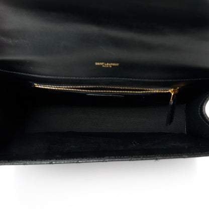 Saint Laurent Grain De Poudre Textured Mixed Matelasse Large Triquilt Monogram Satchel Black 5 of 11