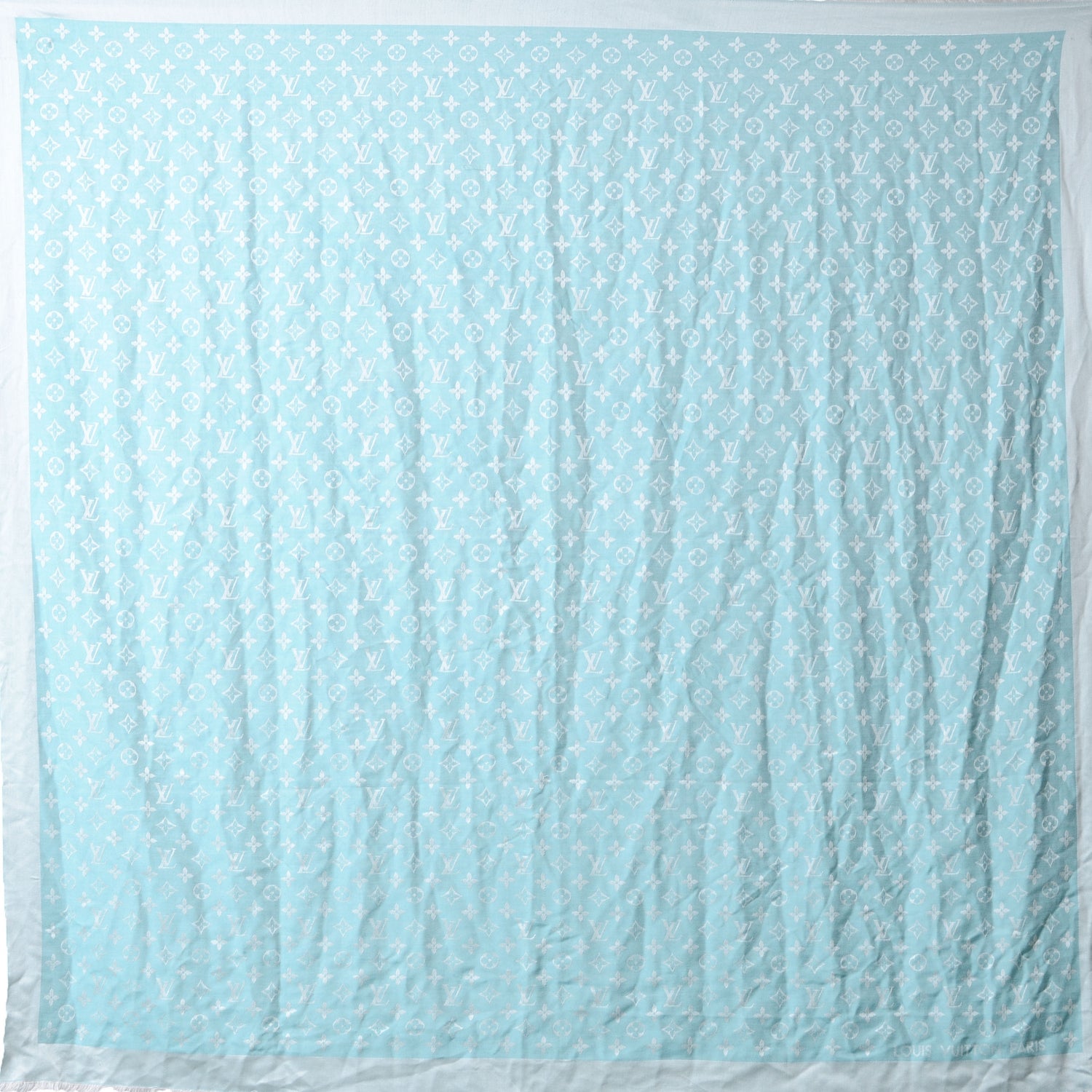 Louis Vuitton Wool Silk Monogram Stole Blue Lagon 2 of 7