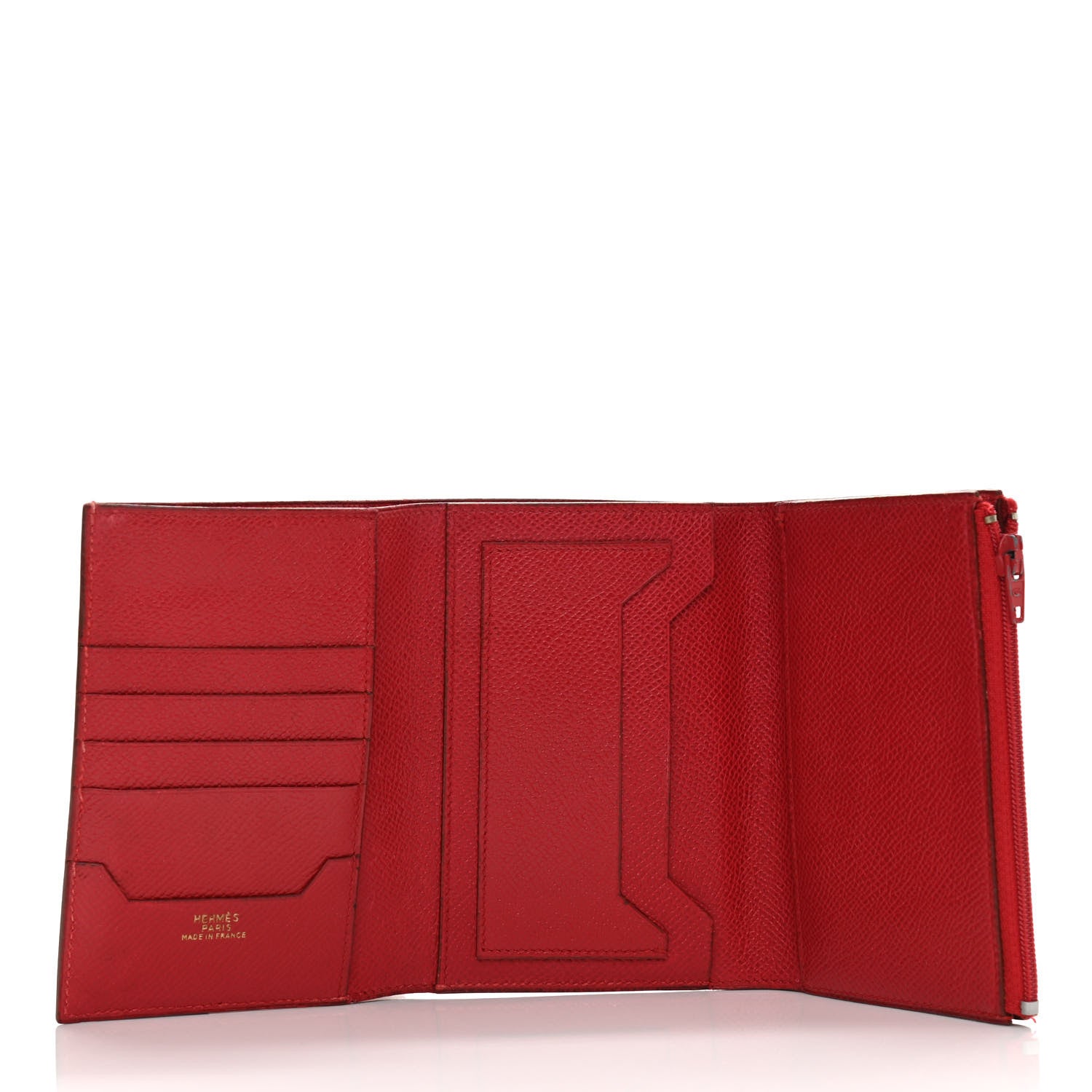 Hermes Courchevel Tri-Fold Compact Wallet Rouge Vif 5 of 12