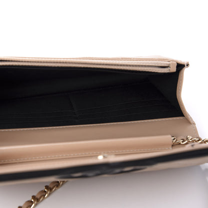 Chanel Caviar Quilted CC Filigree Wallet On Chain WOC Beige Black 5 of 12