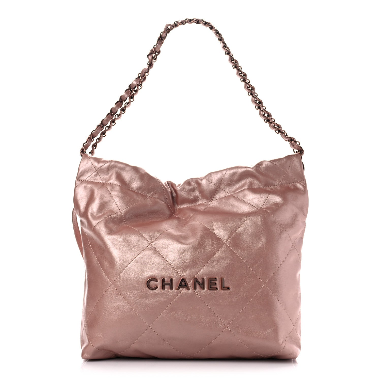 Chanel Metallic Calfskin Quilted Small Chanel 22 Pink 3 of 12