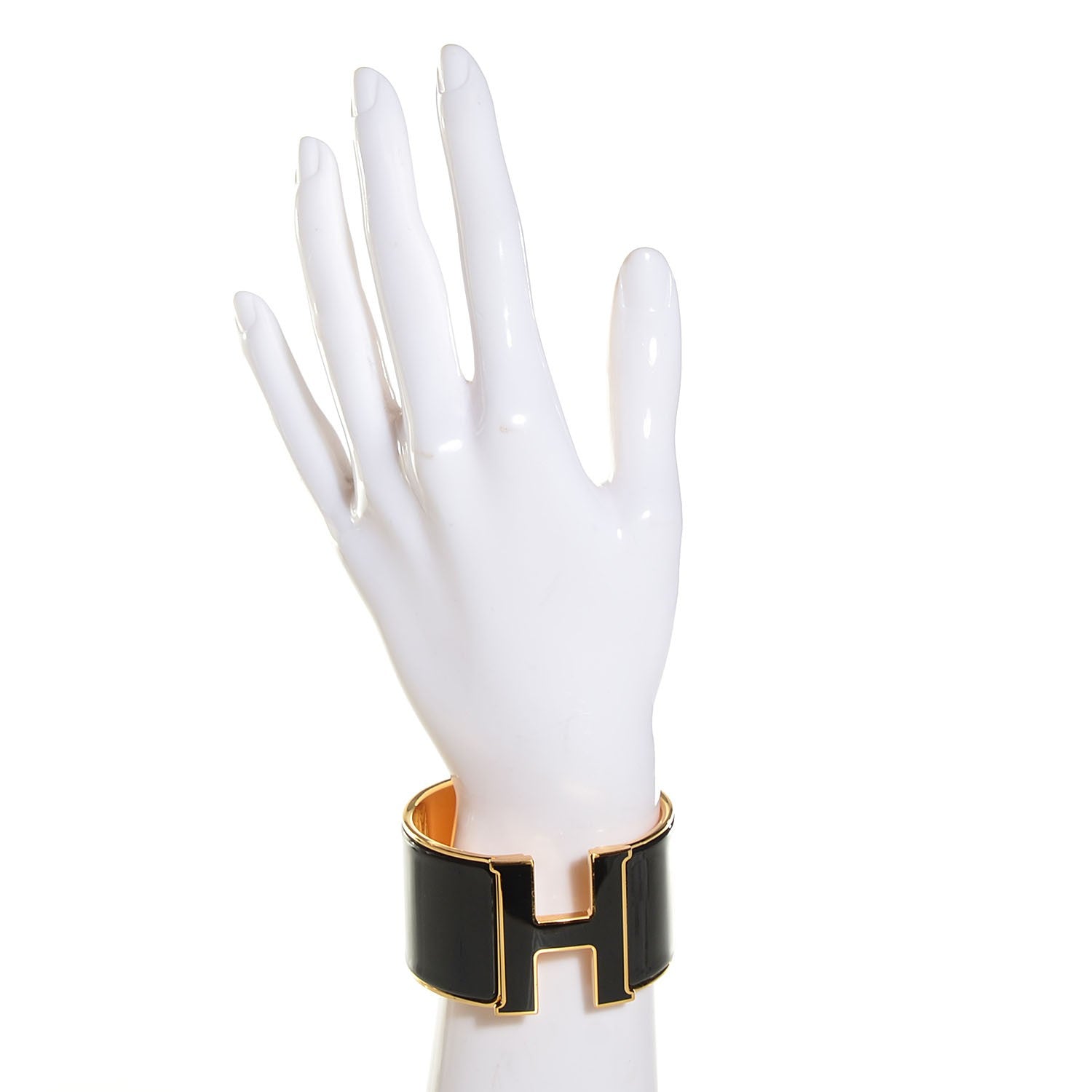 Hermes Enamel Extra Wide Clic H Bracelet PM Black 2 of 6
