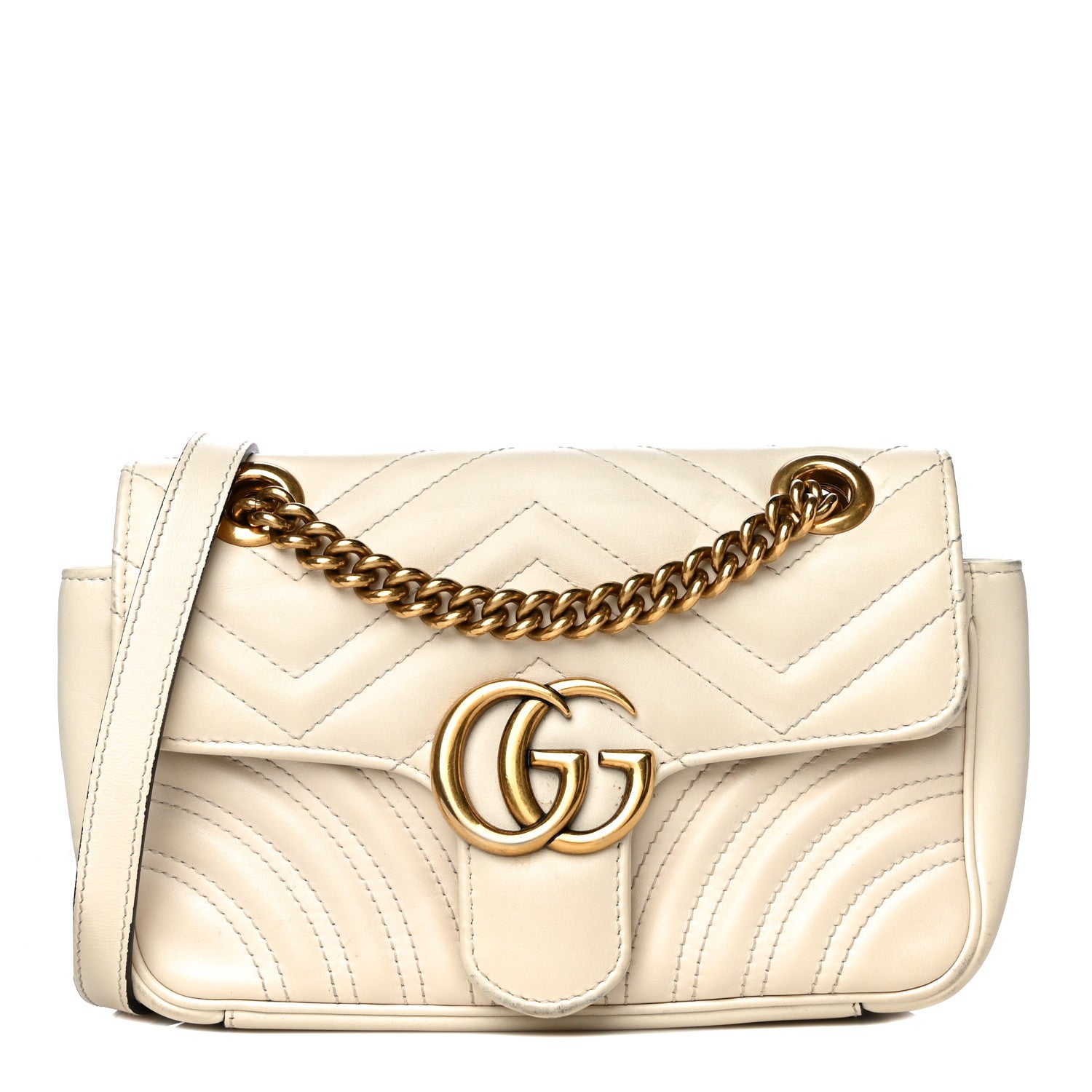 Gucci Calfskin Matelasse Mini GG Marmont Shoulder Bag White 1 of 12