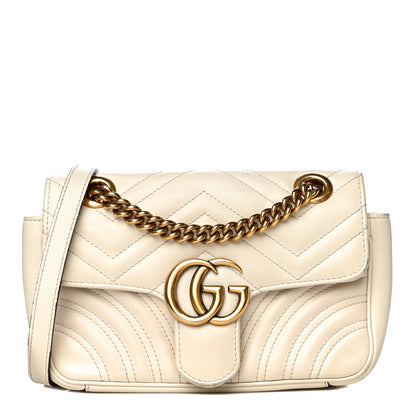 Gucci Calfskin Matelasse Mini GG Marmont Shoulder Bag White 1 of 12