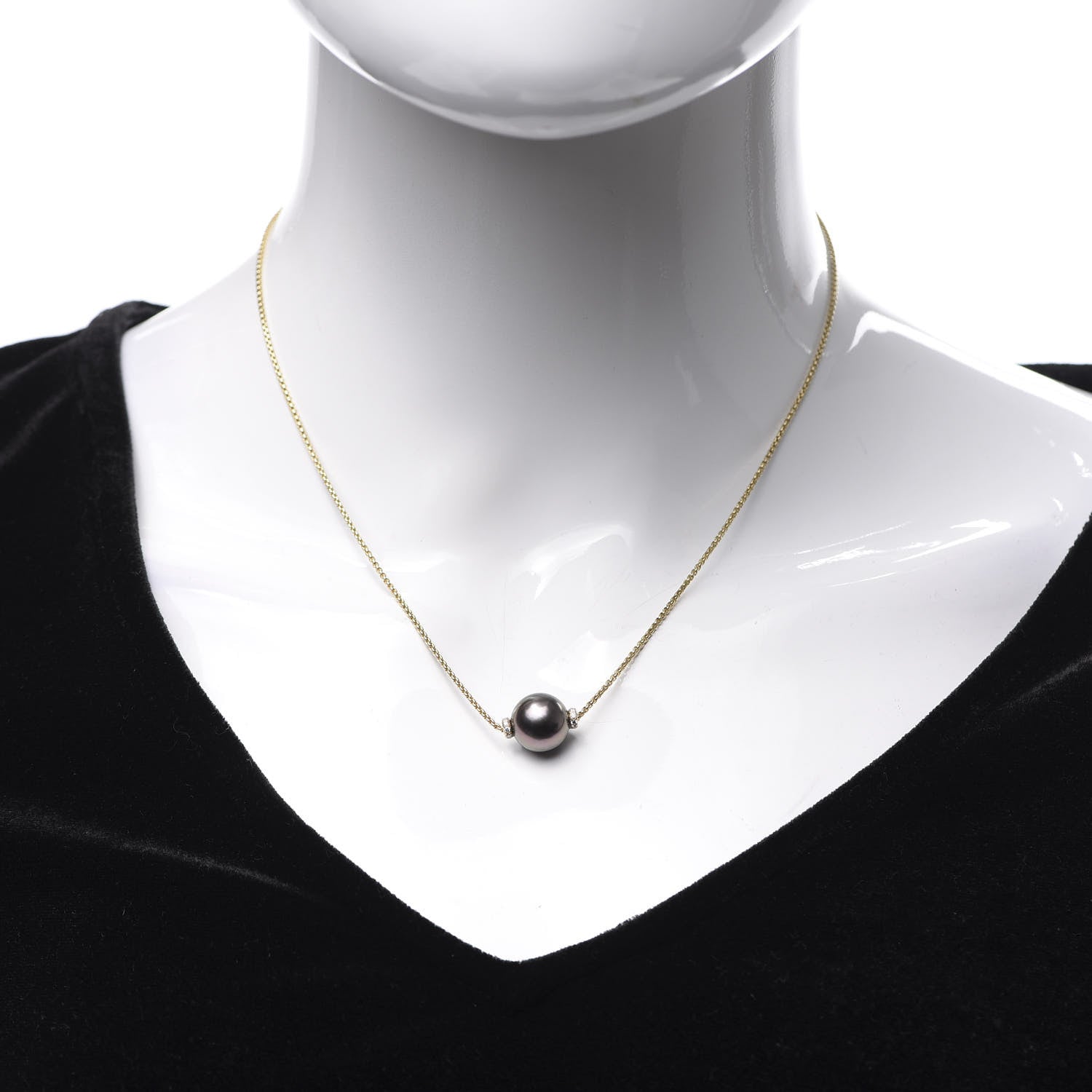 David Yurman 18K Yellow Gold Diamond Tahitian Pearl 11mm Solari Pendant Necklace 2 of 5