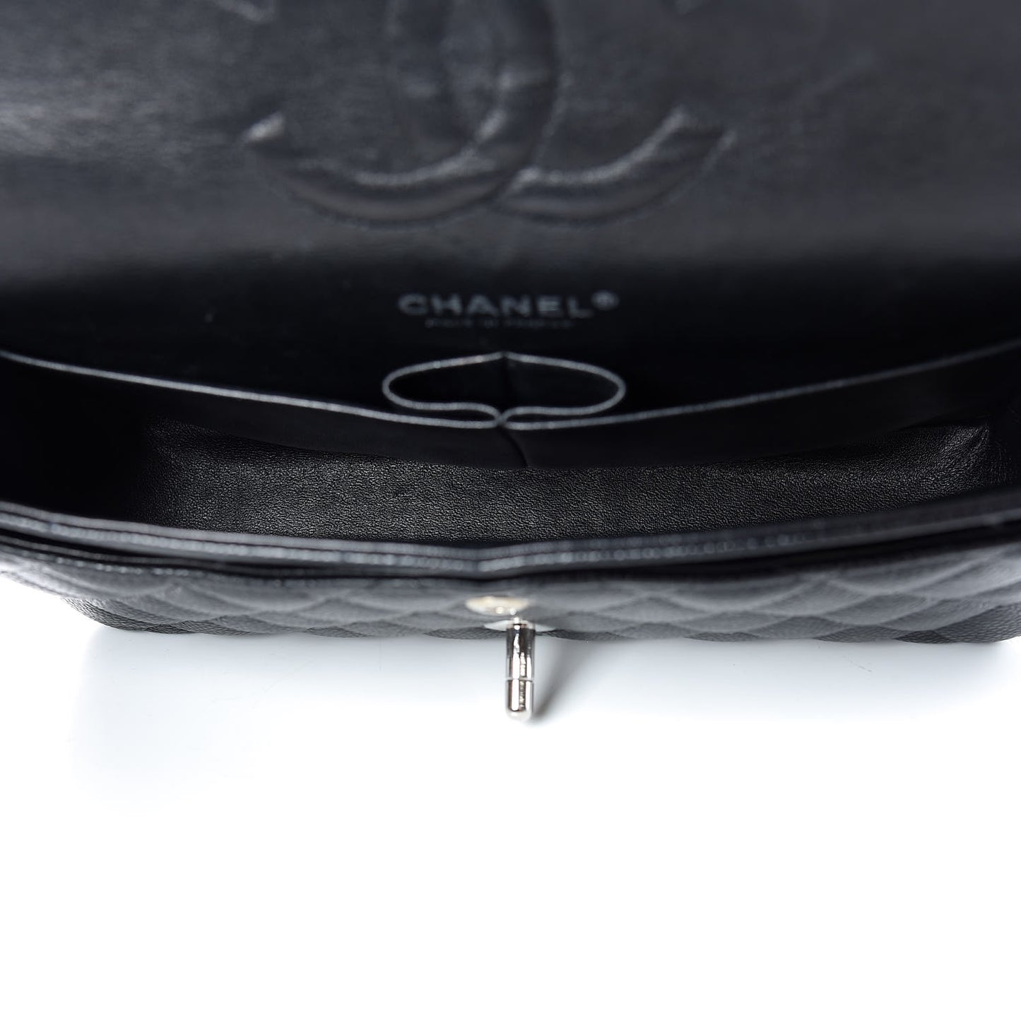 Caviar Quilted Medium Double Flap Black