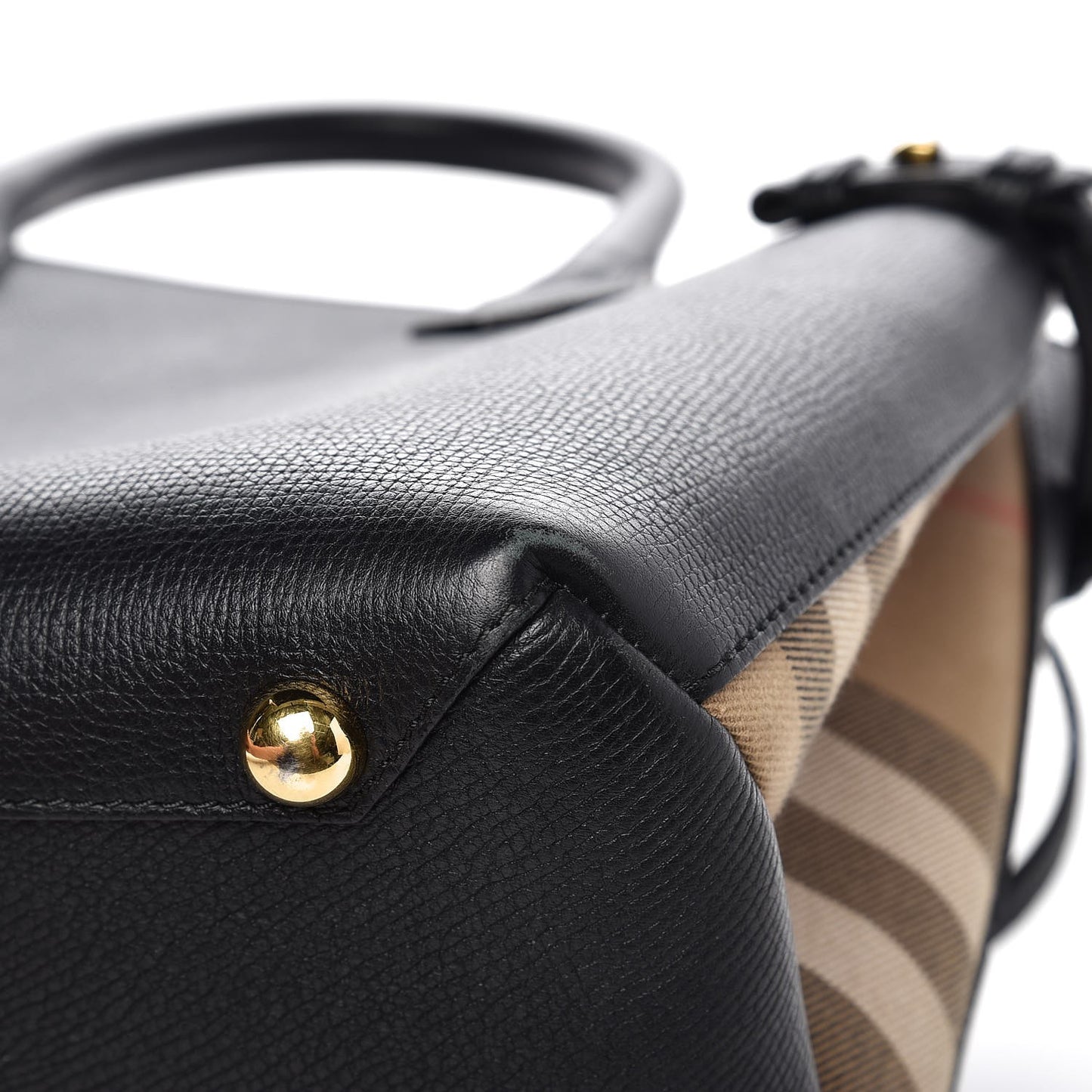 Calfskin House Check Medium Banner Tote Black