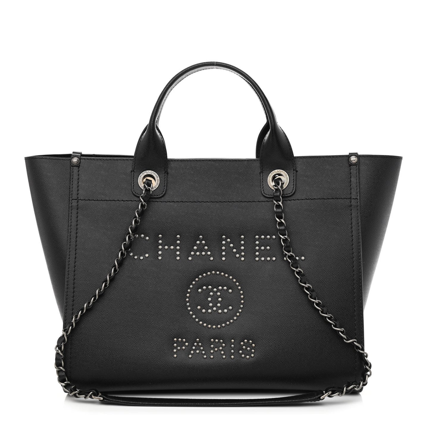 Caviar Small Studded Deauville Tote Black