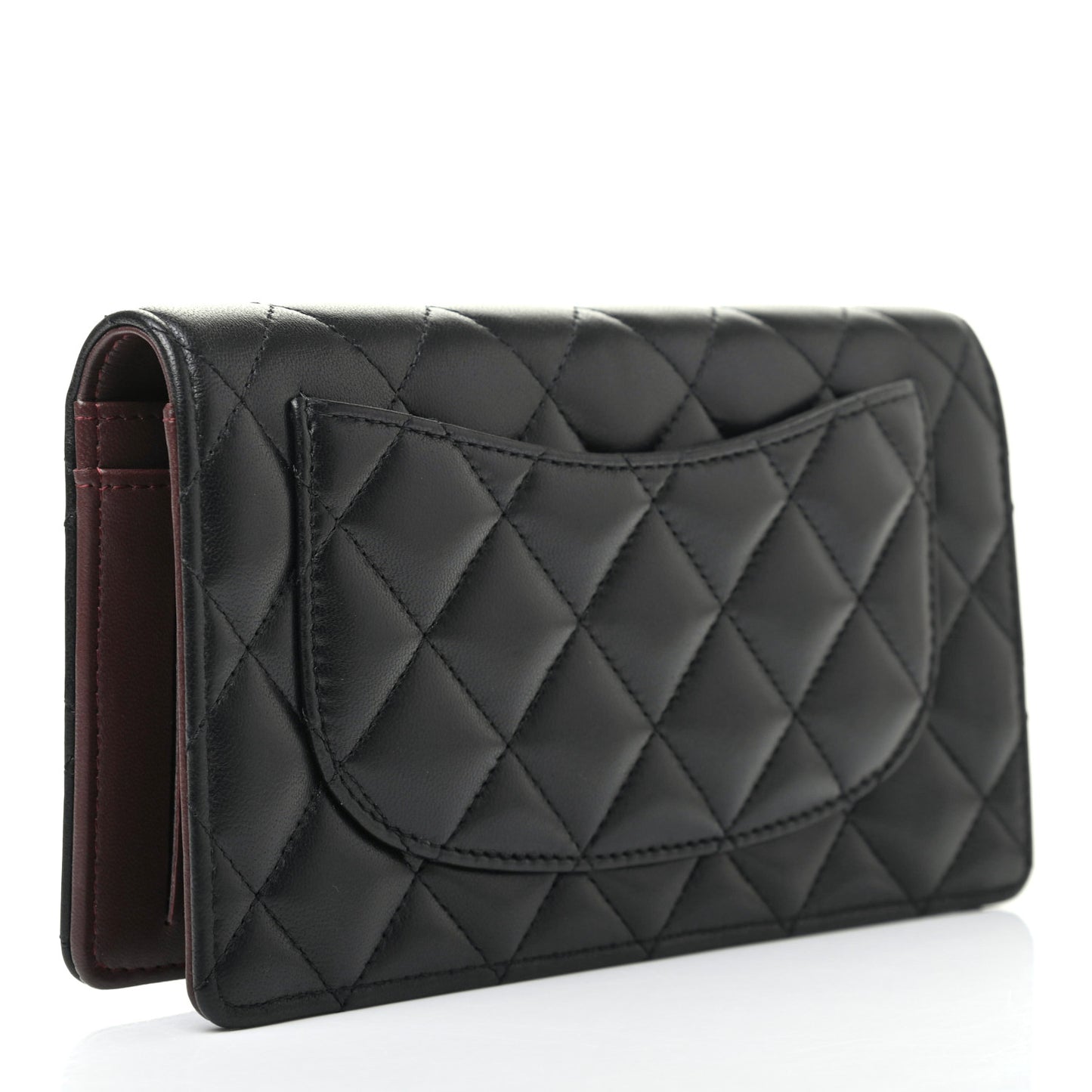 Lambskin Quilted Yen Wallet Black