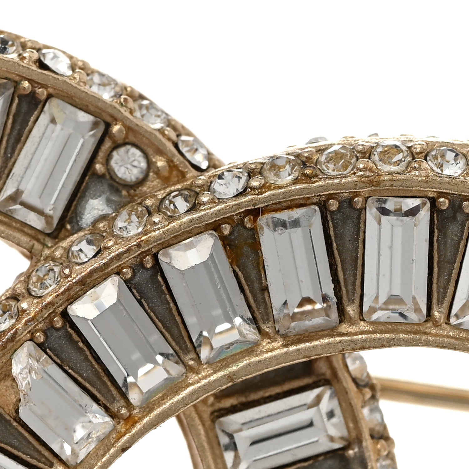 Chanel Baguette Crystal CC Brooch Gold 9 of 10