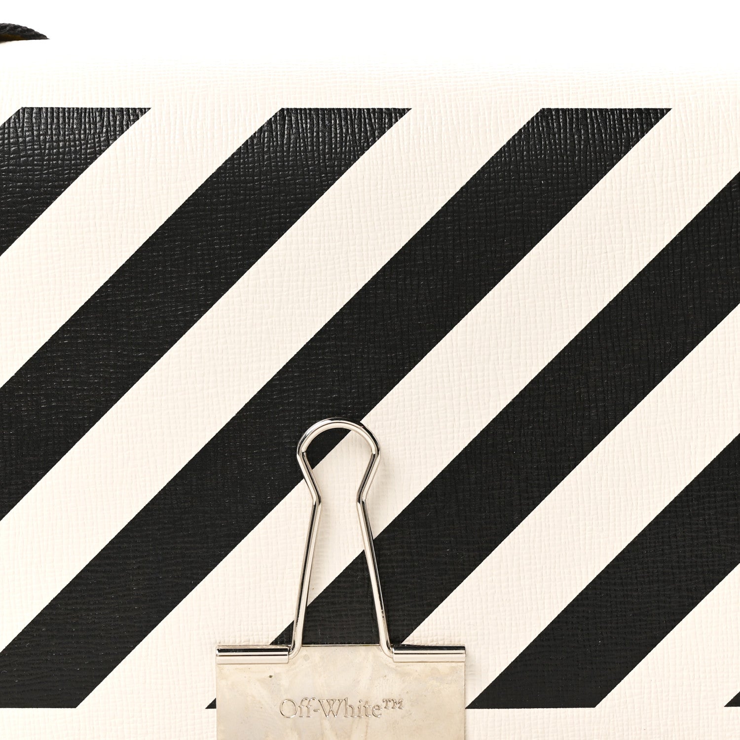 Off-White Saffiano Striped Mini Diag Binder Clip Bag White Black Yellow 7 of 10
