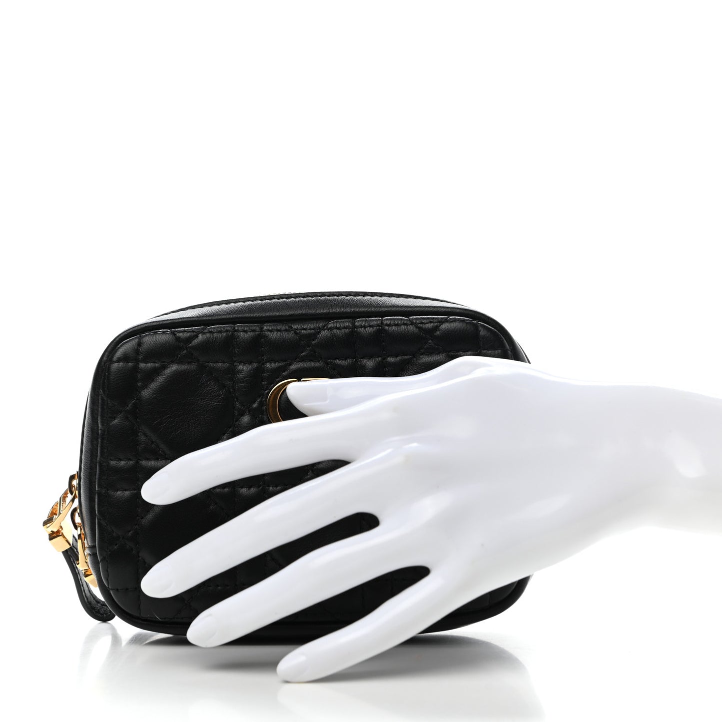 Lambskin Cannage Small Caro Zipped Pouch Black