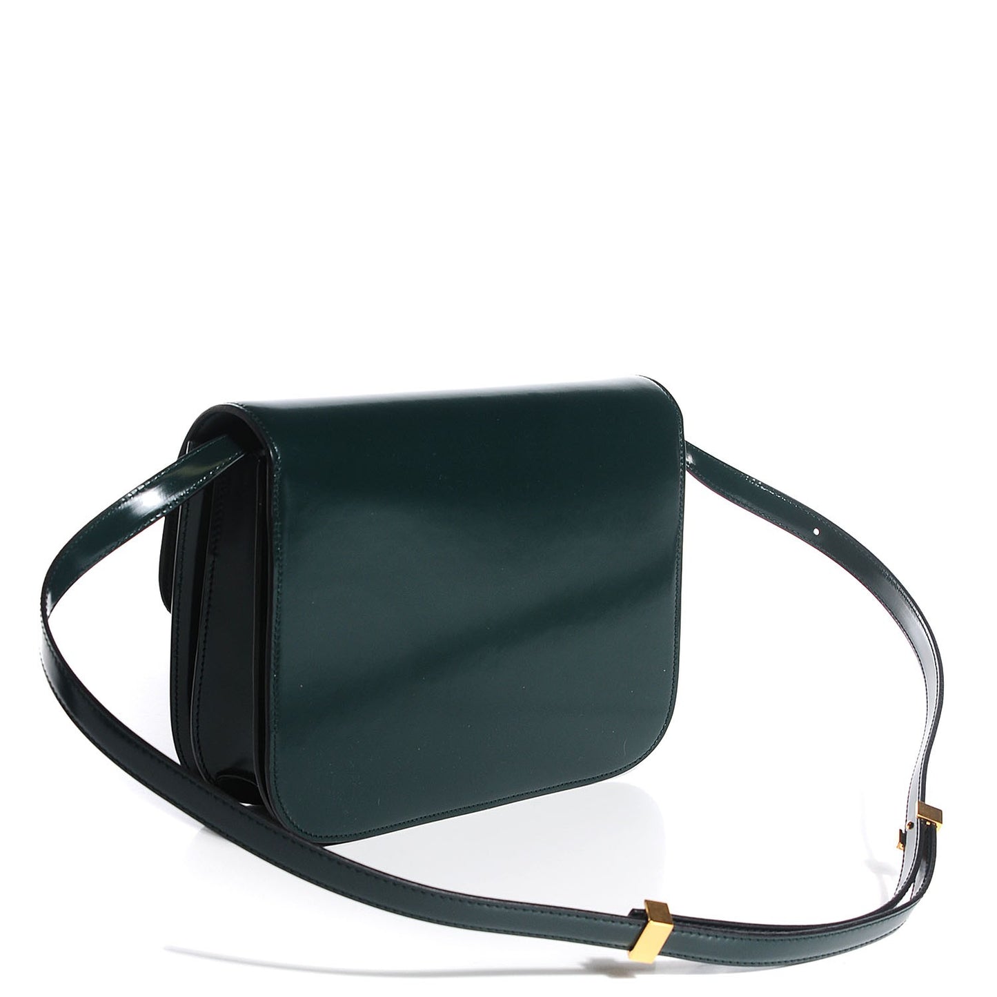 Spazzolato Calfskin Classic Box Medium Flap Bag Dark Green