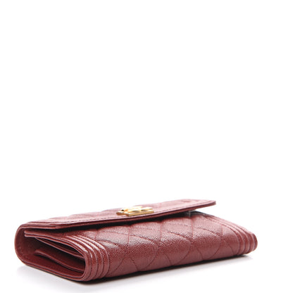 Chanel Caviar Quilted Medium Boy Flap Wallet Burgundy 3 of 9