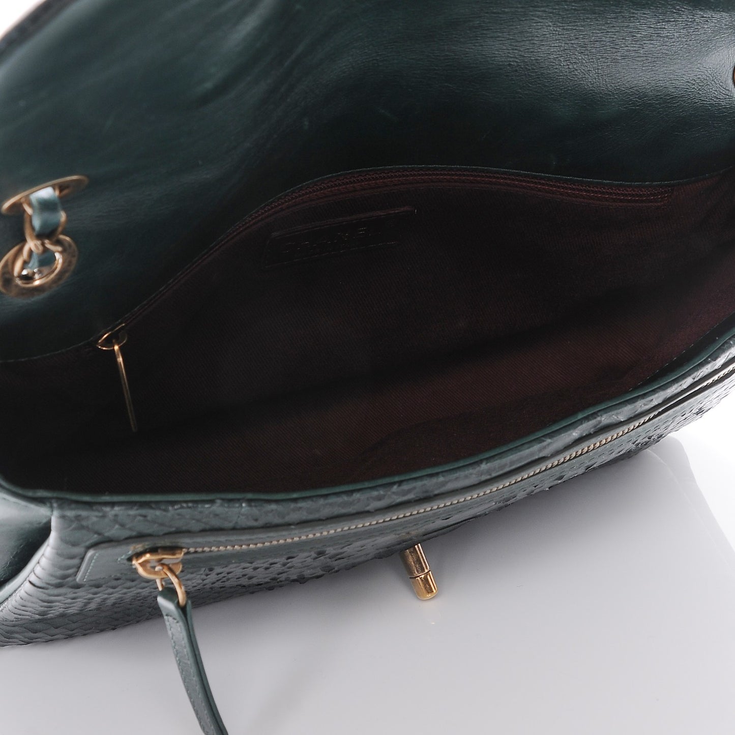 Calfskin Python Large Urban Mix Flap Dark Green