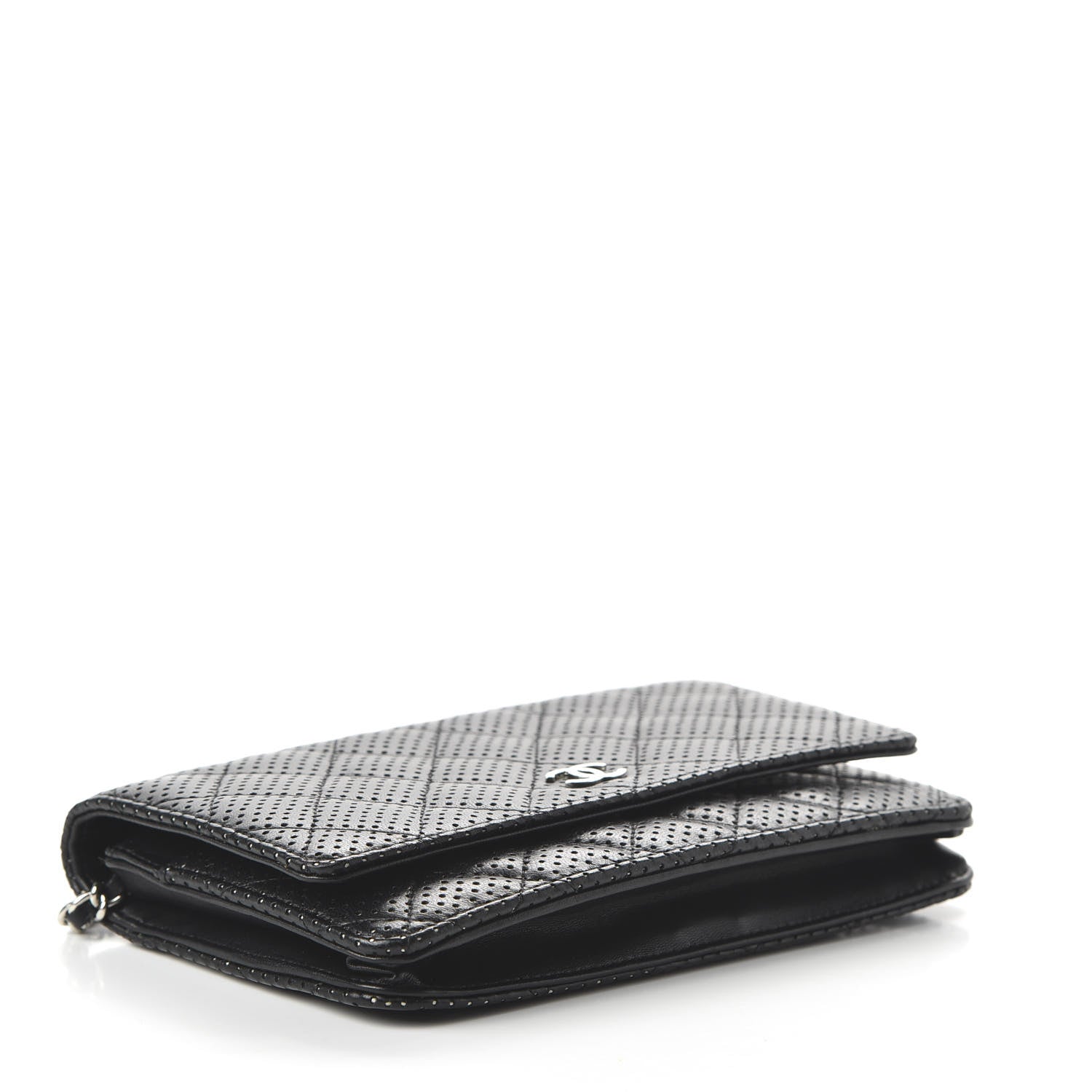 Chanel Perforated Lambskin Quilted Wallet On Chain WOC Black 4 of 11