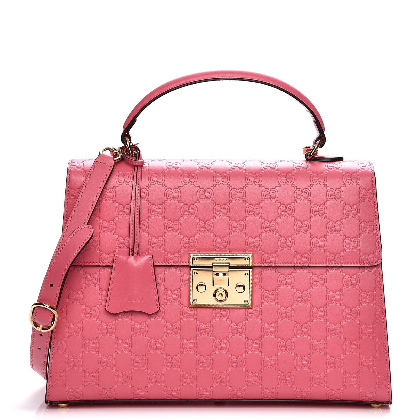 Guccissima Signature Medium Padlock Top Handle Bag Flush