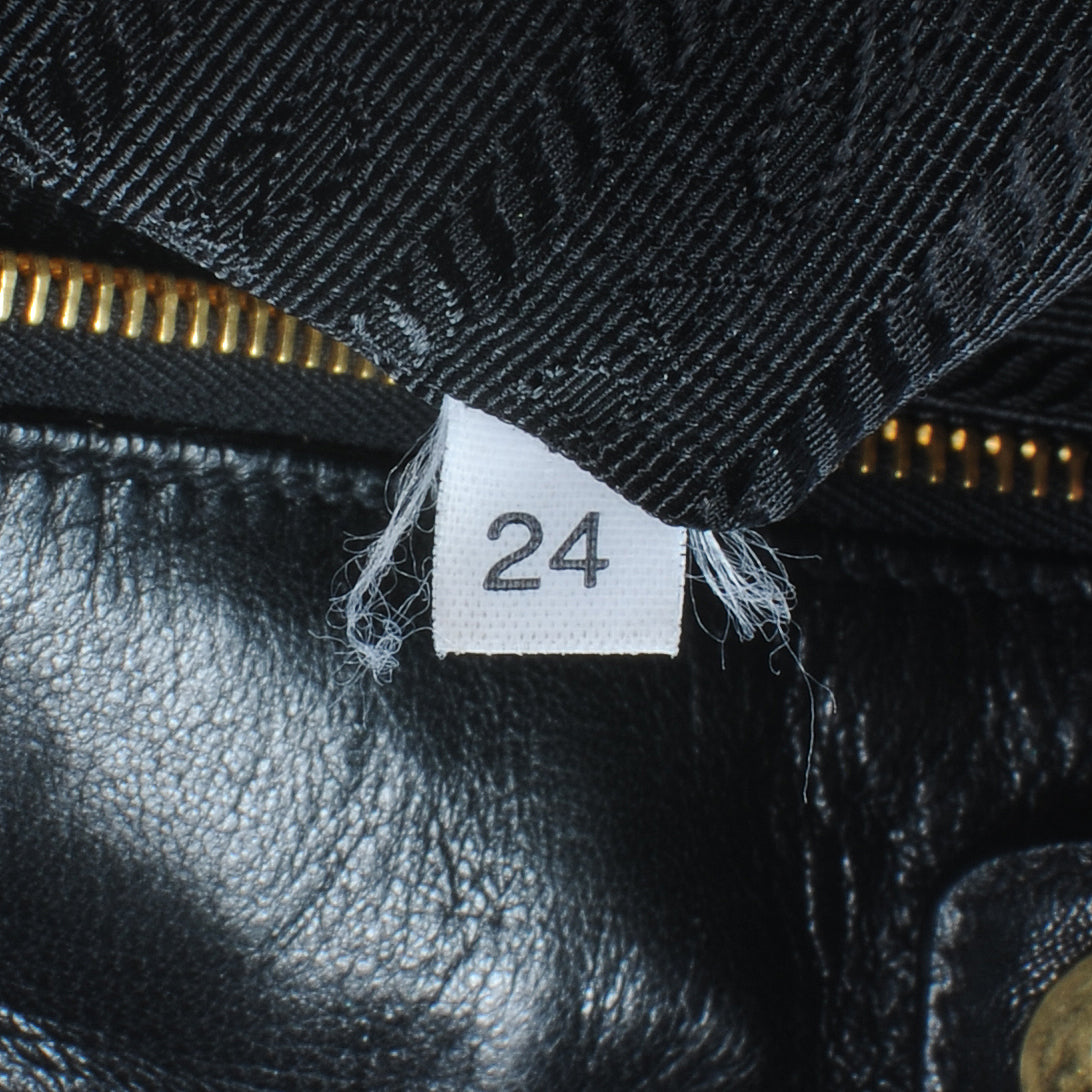 Nappa Leather Gaufre Tote Nero Black