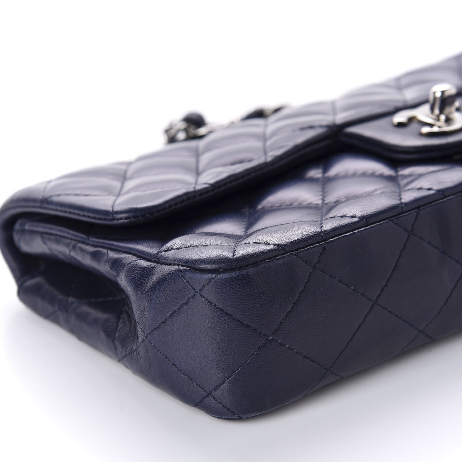 Chanel Lambskin Quilted East West Flap Navy 6 of 10