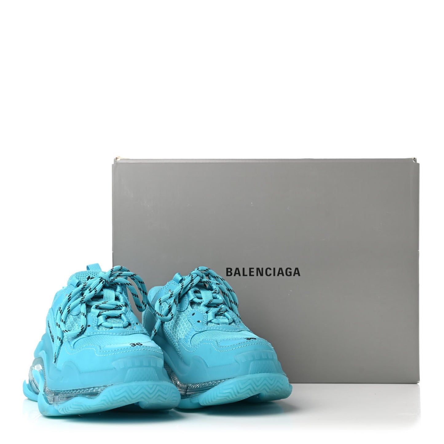 Fabric Mesh Clear Sole Womens Triple S Sneakers 36 Turquoise