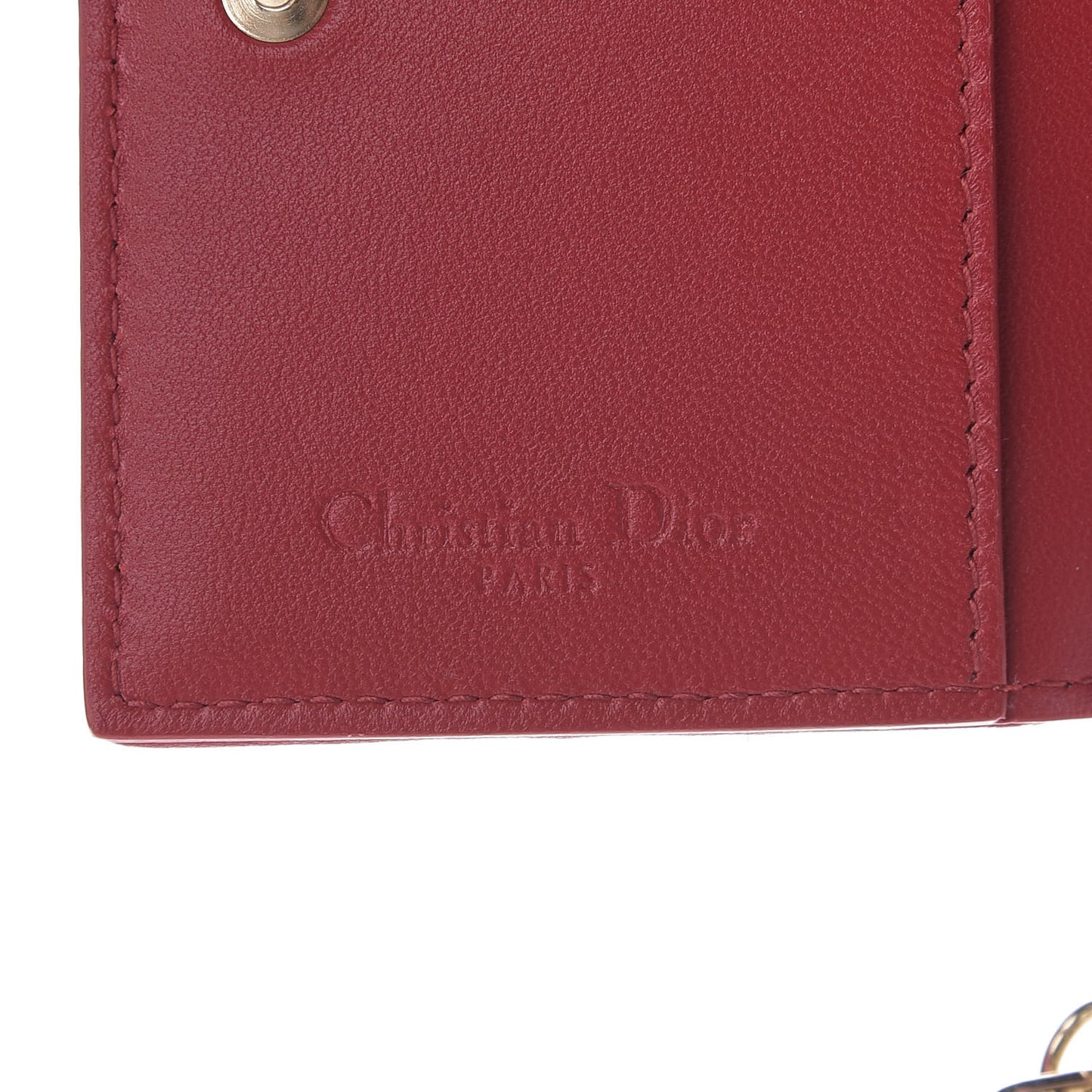 Lambskin Cannage Small Lady Dior Flap Card Holder Red
