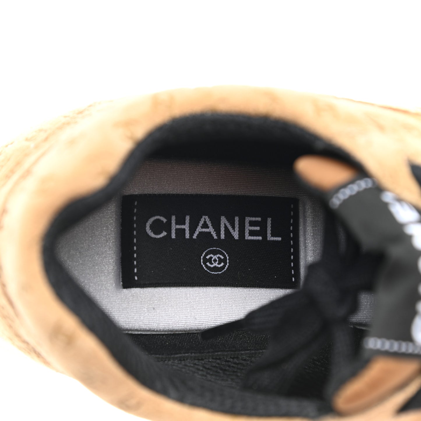 Nylon Suede Calfskin Printed CC Sneakers 37.5 Beige