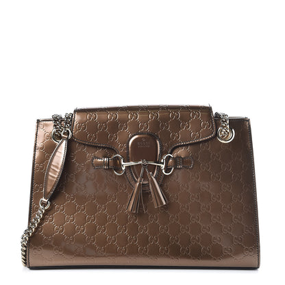 Gucci Shine Guccissima Large Emily Chain Shoulder Bag Acero 1 of 10
