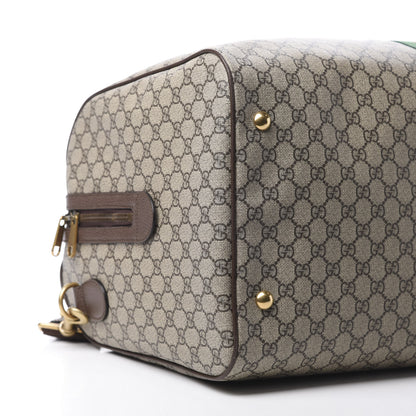 Gucci GG Supreme Monogram Textured Dollar Calfskin Web Large Savoy Duffle Bag Beige Ebony New Acero 8 of 9
