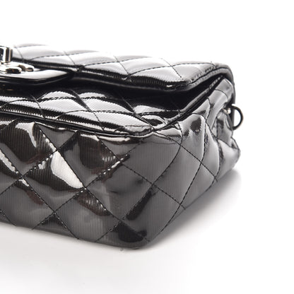 Chanel Striated Patent Calfskin Quilted Mini Rectangular Flap Dark Grey 6 of 15