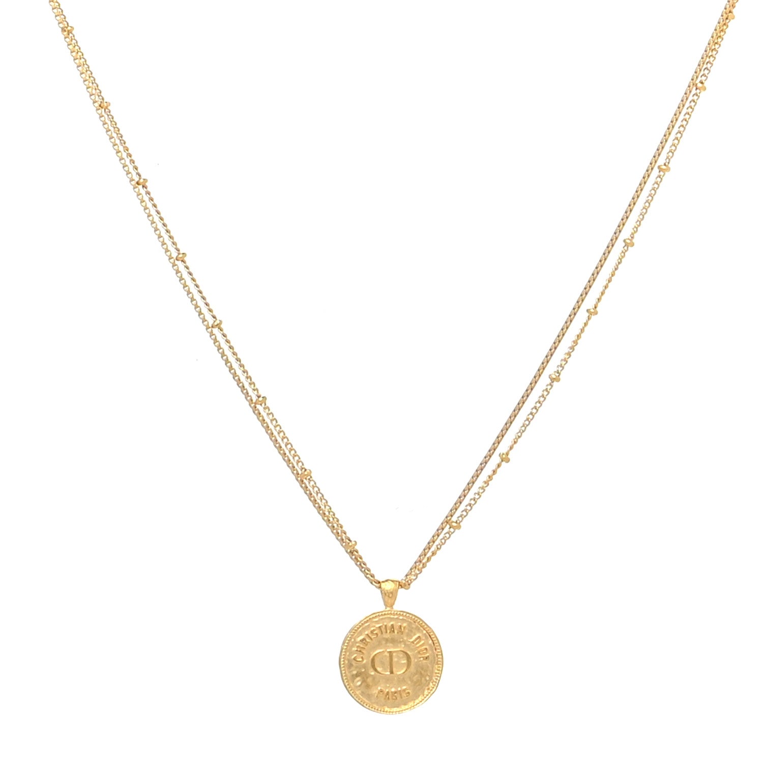 Christian Dior Metal Pendant Necklace Aged Gold 1 of 5