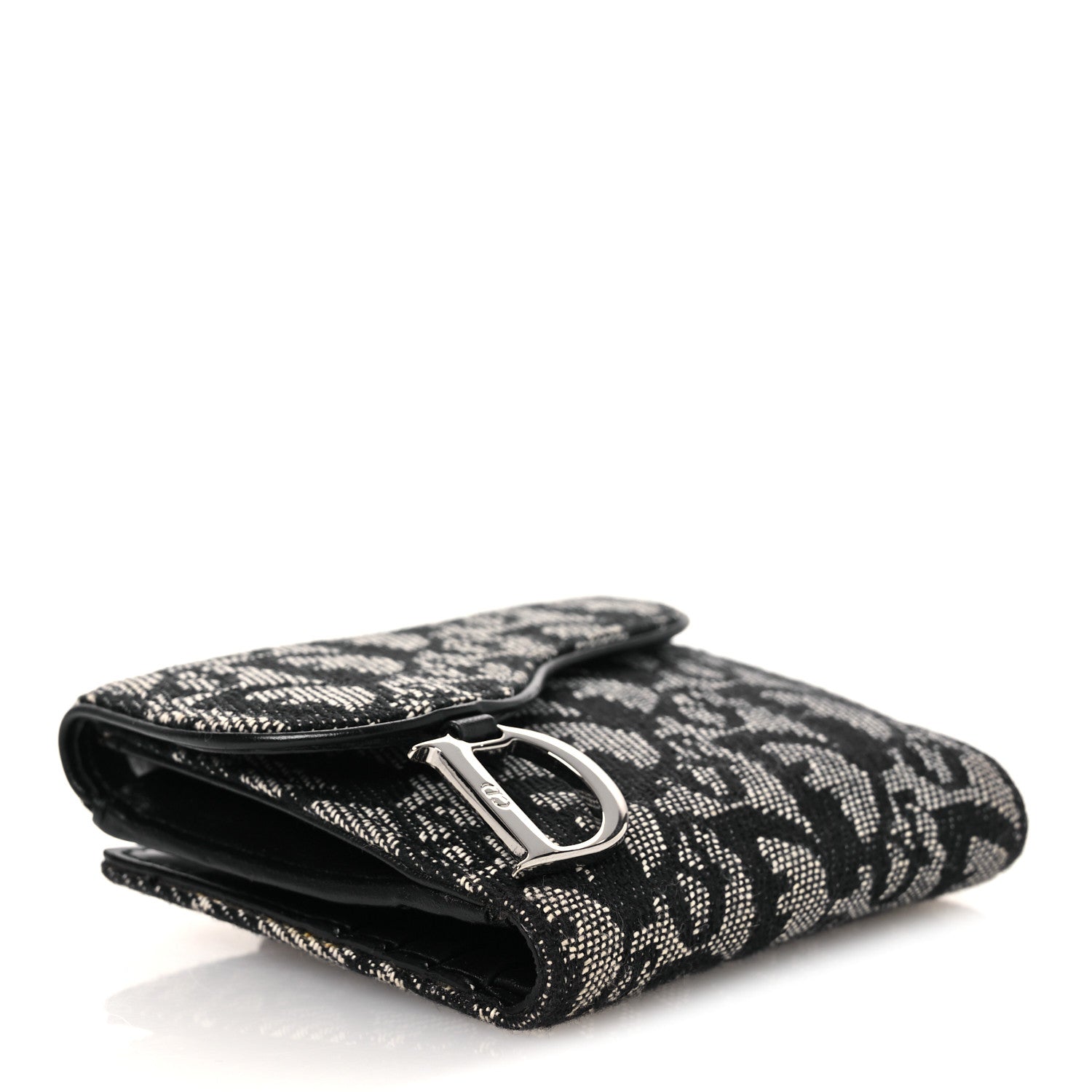 Christian Dior Monogram Compact Saddle Wallet Black 4 of 8