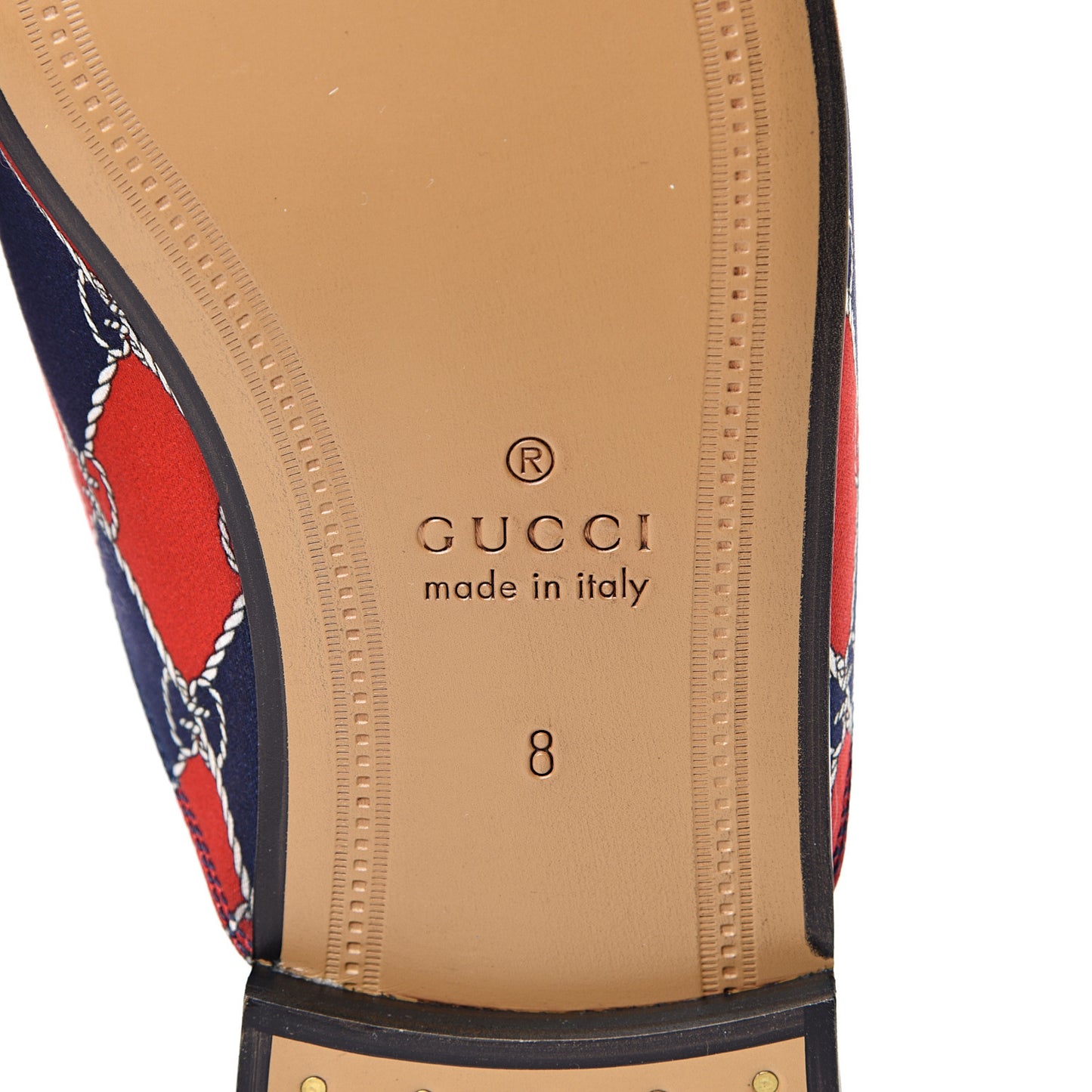 Mini GG Rhombus Chain Mens Princetown Slippers 8 Royal Bleuett Red
