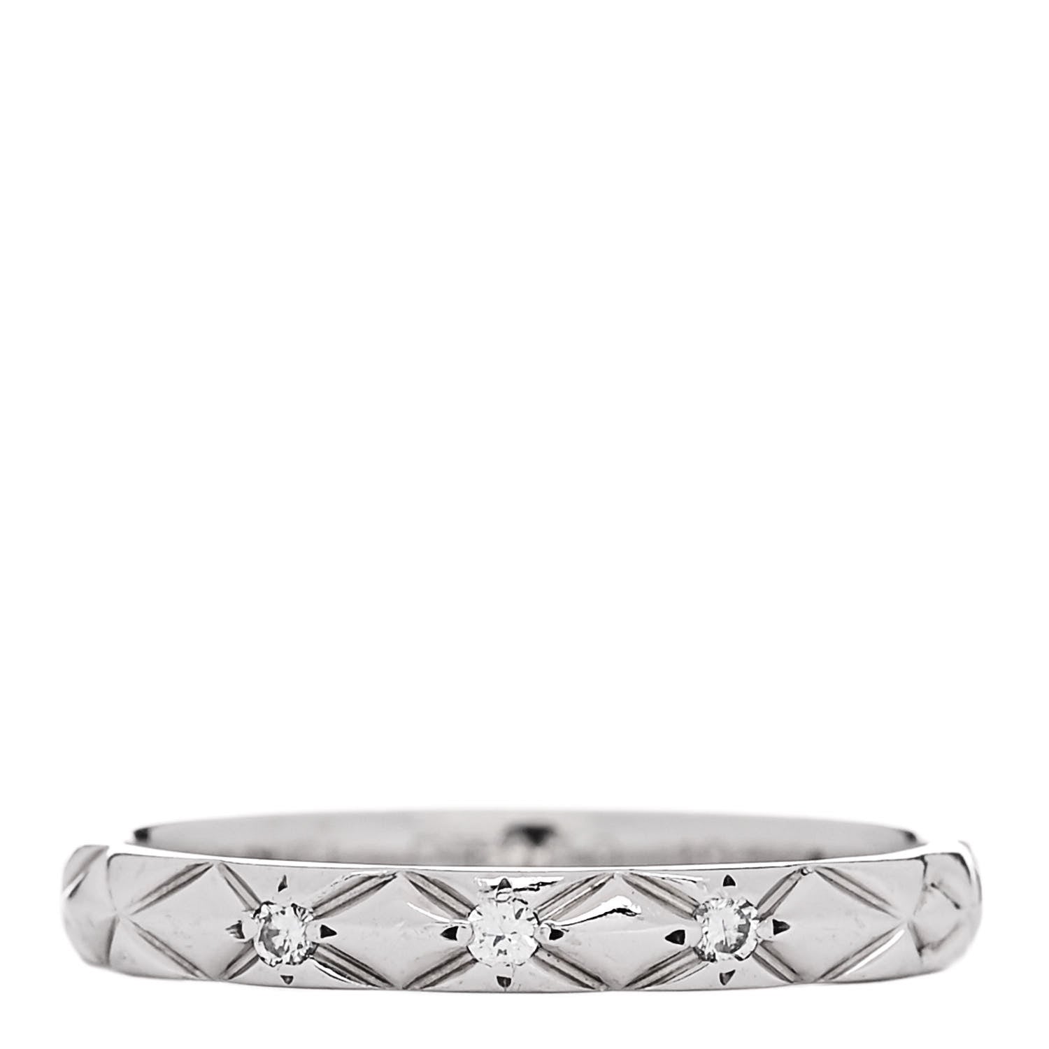 Chanel Platinum Diamond Mini Coco Crush Ring 51 5.75 1 of 6