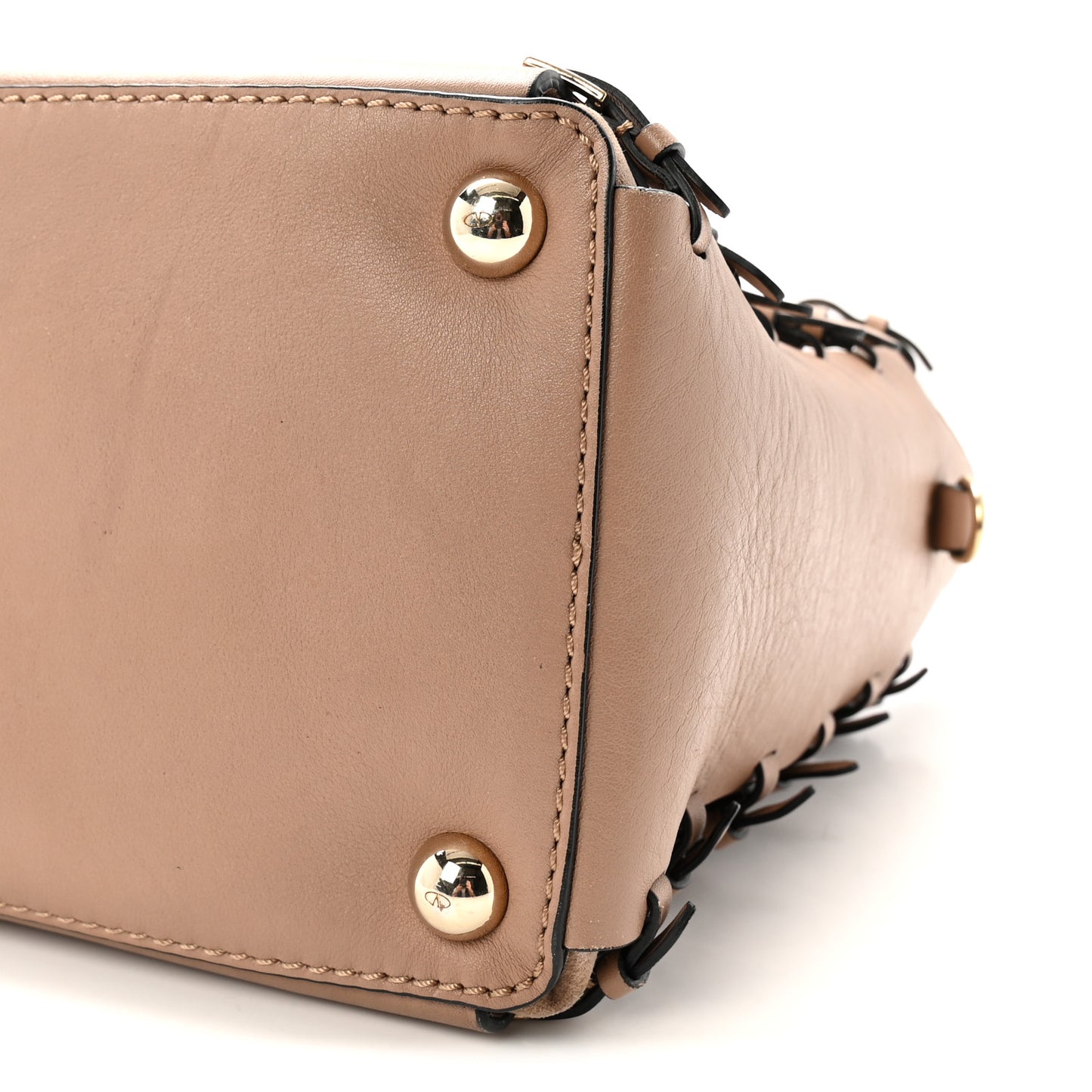 Vitello Buckle Trimmed Top Handle Satchel Poudre